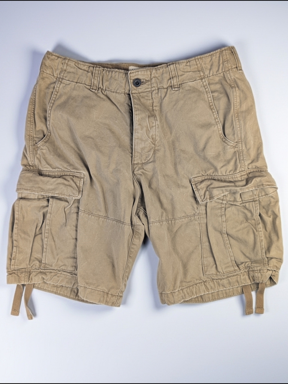 Abercrombie & Fitch Canvas Cargo Shorts Men's 32 Beige Khaki Button Fly